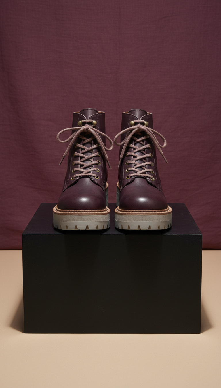 Leather Lace-Up Platform Boots
