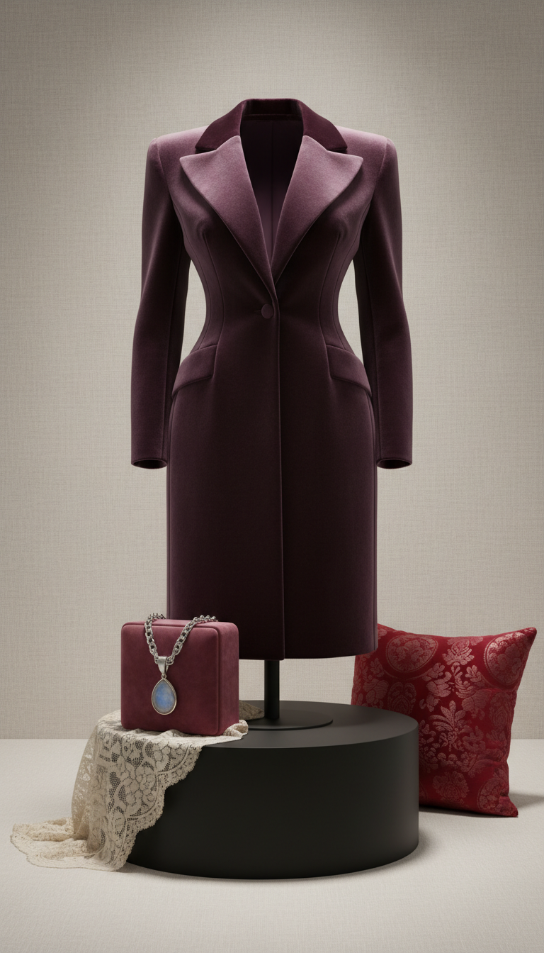 Sculptural Velvet Tailored Coat